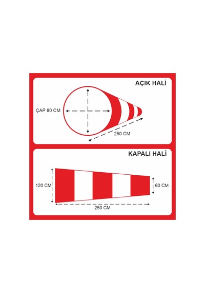 Rüzgar Çorabı-tulumu Çapı 80 Uzunluklar 60x120x250 Tek Ebat