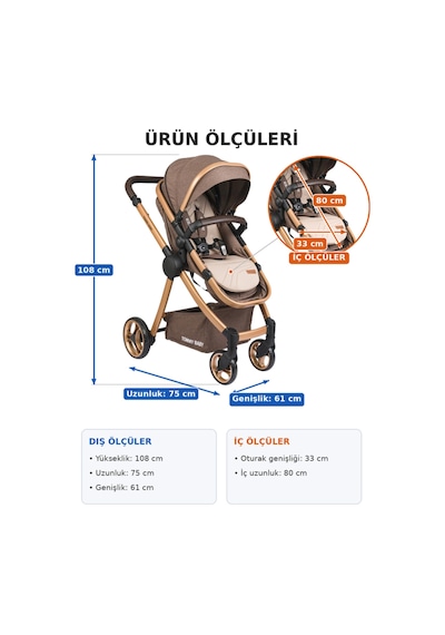 Tommybaby Toranto Gold Vip Travel Sistem Bebek Arabası Puset