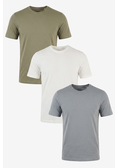 Buratti Pamuklu Regular Fit Bisiklet Yaka 3'lü Paket T Shirt Erkek T Shirt 59020204s3 Vizon Yeşili-açık Gri-ekru