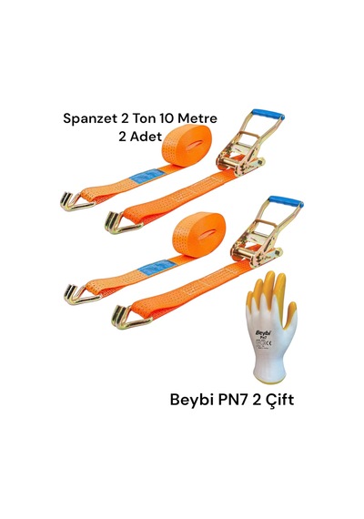 Yük Spanzet 2 Ton 10 Metre 2 Adet Beybi Pn7 Eldiven 2 Çift