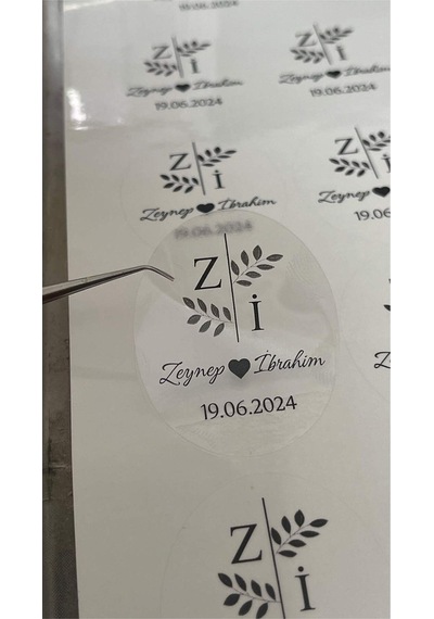 Nişan Kına Hatırası Şeffaf Epoksi Pleksi Etiketi 4 x 5 CM 42 Adet