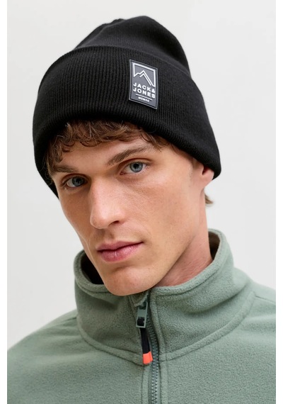 Jack & Jones Erkek Jacalpes Logo Detaylı Örme Bere 12286472 Siyah Siyah