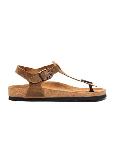 Comfortfusse Gerda - Kadın Ortopedik Hakiki Deri Sandalet Taba Yağlı Deri