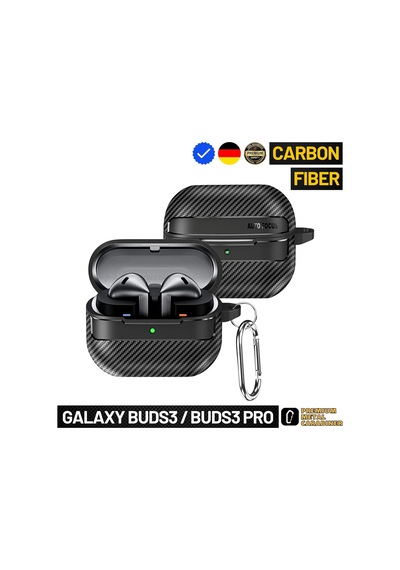 Samsung Galaxy Buds3 / Galaxy Buds3 Pro Ve Galaxy Buds 3 Fe Uyumlu Karbon Fiber Hybrid Polymer Technology Kulaklık Kılıfı Siyah
