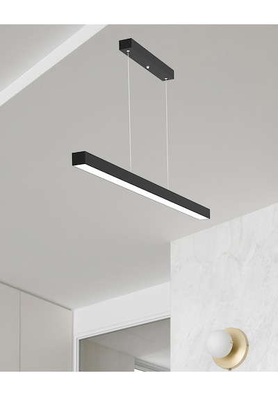Lineer 100cm Siyah Kasa, Sarı Işık Modern Sarkıt Led Avize Siyah