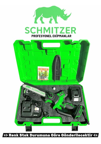 Schmitzer SCH-9108Y 21V Pro Metal Dişli Çift Akülü Çelik Şansuzan Şarjlı Dal Ağaç Budama Makinesi Testeresi