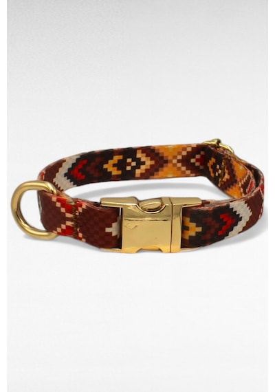 Caramelos İsimli Köpek Tasması, Yavru Köpek Tasması, Küçük Irk Köpek Tasması, Metal Kilit, 1,5 Cm Kahverengi - Siyah