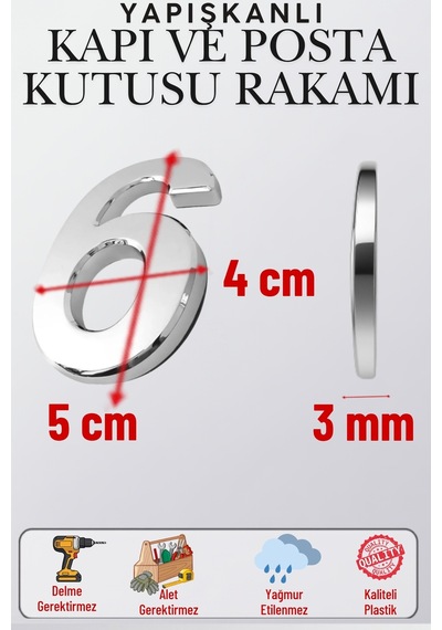 Krom Yapışkanlı Kapı Numarası 6 5 Cm / 50 Mm Küçük Boy Rakam Sayı - Daire, Posta Kutusu, Otel Oda No, Asansör, Kat Planı, Araç Model Ve Apartman İçi Dekoru İçin Kendinden Yapışkanlı Krom Numaratör 6 6 Krom Yapışkanlı Kapı Numarası 6 5 Cm / 50 Mm Küçük Boy Rakam Sayı - Daire, Posta Kutusu, Otel Oda No, Asansör, Kat Planı, Araç Model Ve Apartman İçi Dekoru İçin Kendinden Yapışkanlı Krom Numaratör 6 6