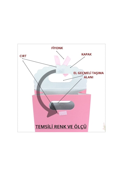 El Geçmeli Karton Çanta 16 X 12 X 6 Cm, Mavi - 1 Adet