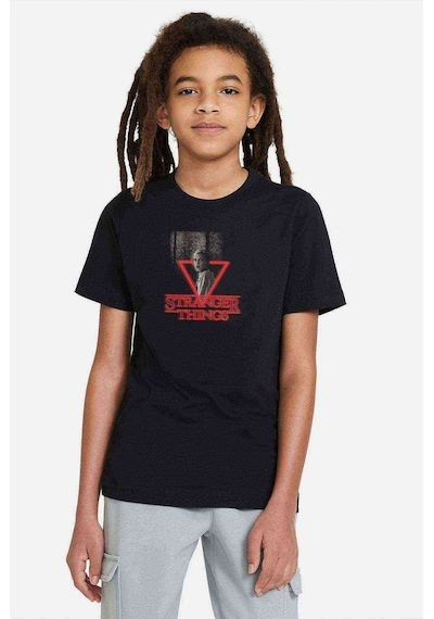 Tshirthane Stranger Things Eleven Üçgen Baskılı Unisex Çocuk Siyah T-Shirt