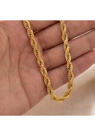 Ferizz Ferizz Altın Kaplama 4Mm Kalınlıkta Unisex Burgu Zincir Gümüş