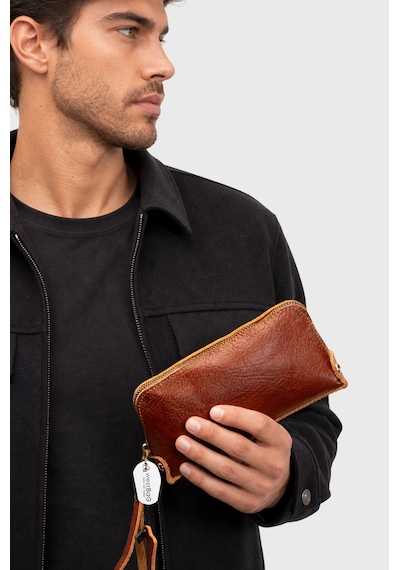 Westbag Unisex Hakiki Dana Derisi Bileklikli El Tutmalı Clutch Çanta Taba