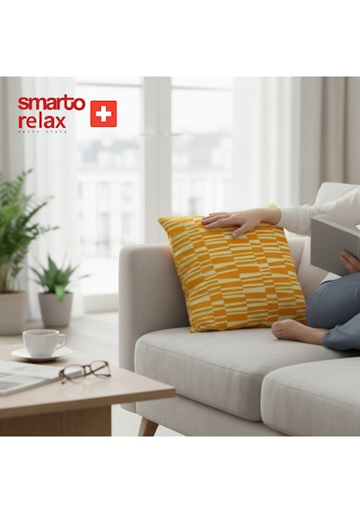 Smarto Relax Içi Dolgulu Kırlent 45x45 Cm Kare Salon & Berjer Kırlenti - Smr-kır-020 Beyaz - Sarı
