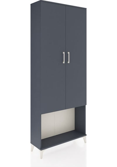Arges Dolap 2 Raflı 2 Kapaklı Tek Askılı 88x30x221 Antrasit-antrasit Antrasit