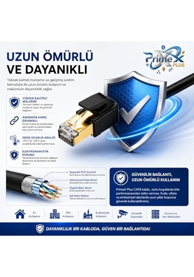 3 Metre Cat8 Kablo 40gbps S Ftp 2000mhz Yüksek Hızlı Internet Kablosu Diğer