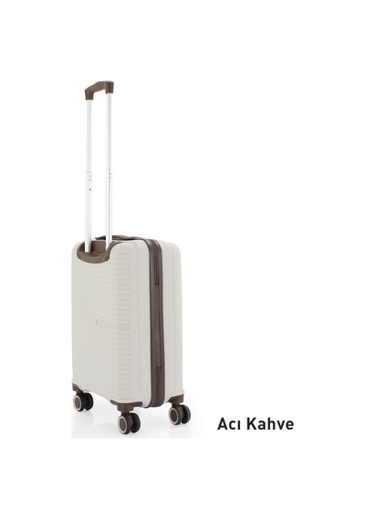 Mçs Bavul Orta Ve Kabin 2li Set Kırılmaz Silikon Valiz V374 Kemik/acıkahve Kemik