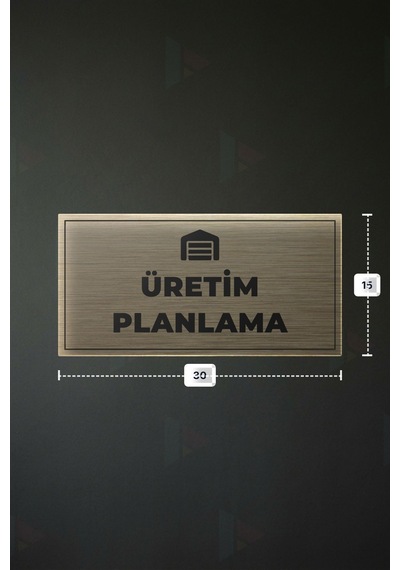 Üretım Planlama Yazılı - Metal - Gold Renk - Kapı İsimliği - 30x15 Cm