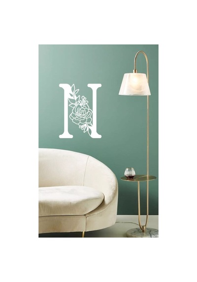 Ahşap Çiçek Işlemeli N Harfi Duvar Dekoru 30 Cm Mdf Tablo
