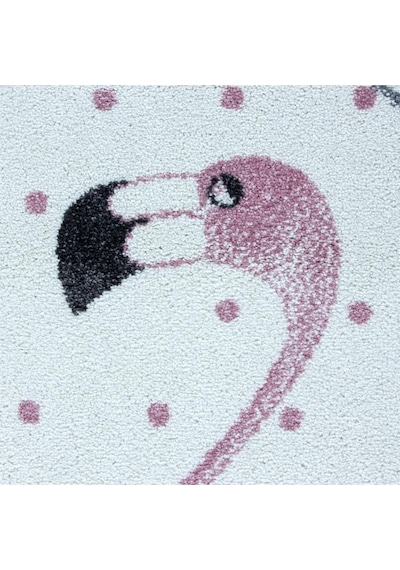 Flamingo Yıldız Desenli Çocuk Odası Halısı Pembe Gri Beyaz Renkli Halı Gri - Pembe