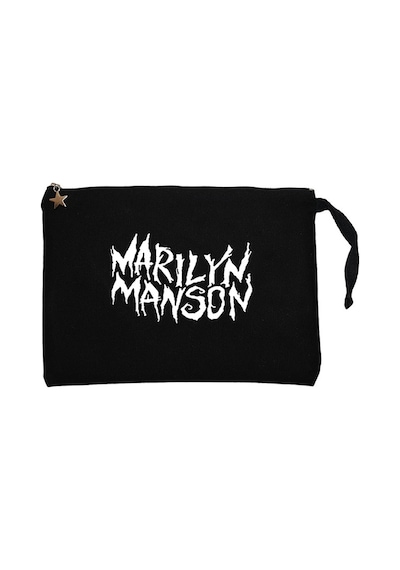 Marilyn Manson Iconic Text Siyah Clutch Cüzdan / El Çantası Siyah