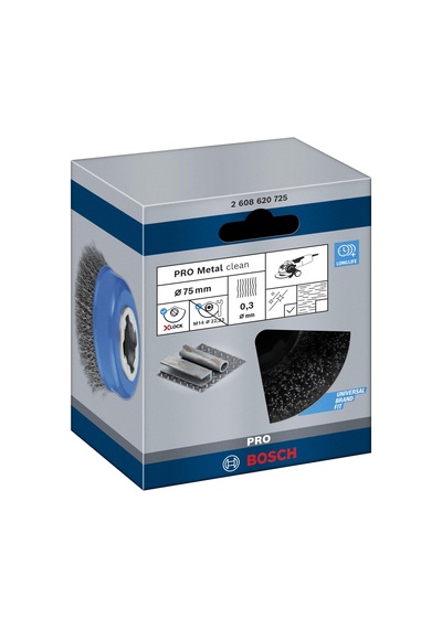 Bosch Professional Accessories Clean Dalgalı Tencere Fırçası Metal İçin, X-lock İçin, Ø 75 Mm, Tel Kalınlığı 0,3 Mm, Ø 125 Mm
