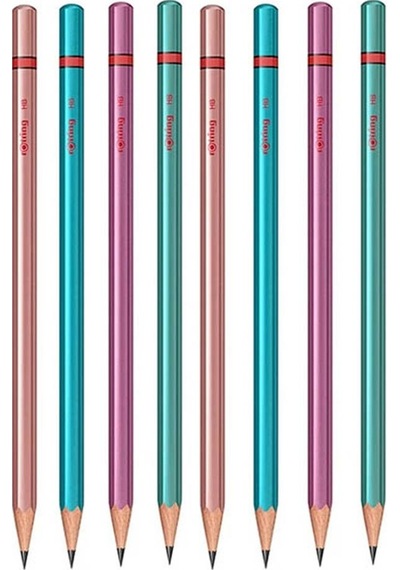 Rotring Metalik Kurşun Kalem 8 Li 1 Paket Siyah Renkli Kurşun Kalem 4 Renk Hb Kurşun Kalem Çok Renkli
