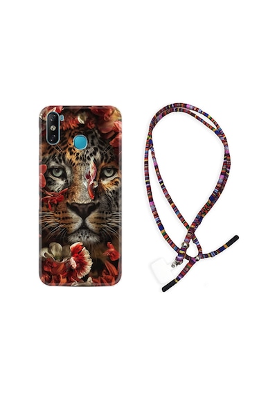 Infinix Smart 4 Kılıf Rasta Boyun Askılı Flowers Baby Tiger 1336