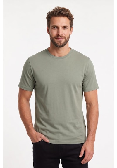Uki Buz Yeşili Bisiklet Yaka Basic T-shirt
