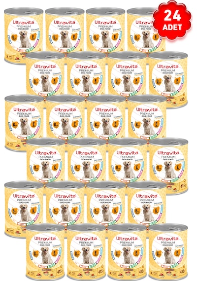 Ultravita Premium Yüksek Proteinli Gurme Konserve Yetişkin Köpek Maması 24 x 415 G