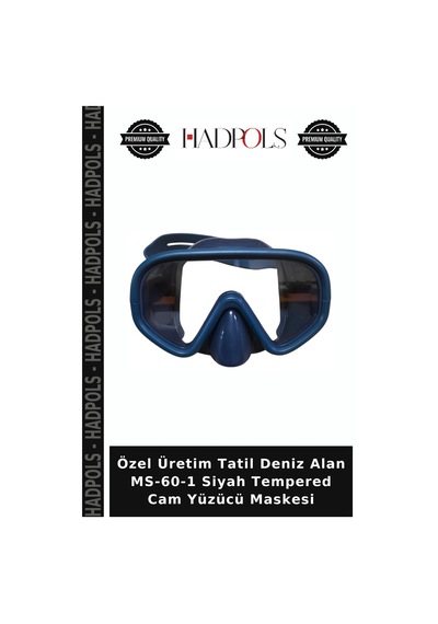 Özel Üretim Tatil Deniz Alan Ms-60-1 Siyah Tempered Cam Yüzücü Maskesi