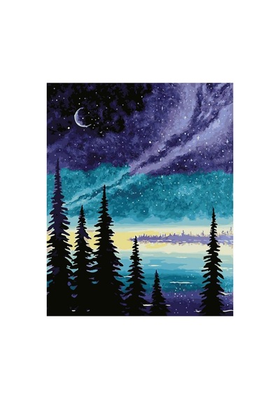 Silüet Ağaçlar Çerçeveli 60x75 Sayılarla Boyama Hobi Seti