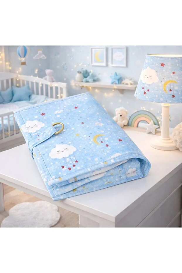 Premium Mavi Bebek Alt Bakım Çantası Mavi Pratik Organizer Seyahat Tipi Alt Açma Çantası 24x44