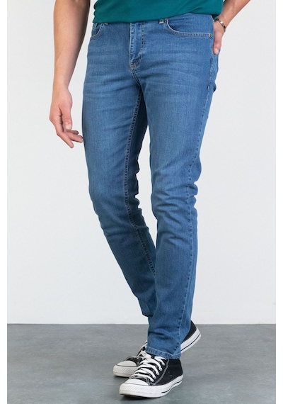 HLT Jeans Erkek Açık Mavi Taşlamalı Slim Fit Likralı Jean Kot Pantolon Brenden