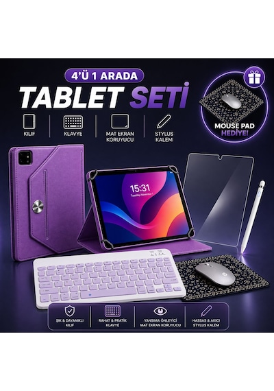 Casper Vıa S40 Uyumlu 4 Lü Tablet Seti Klavye + Kılıf + Kalem