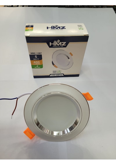 Hmz 5 Watt Beyaz Kasa Krom Detaylı Beyaz Işık Led Spot 10 Adet Beyaz - Krom