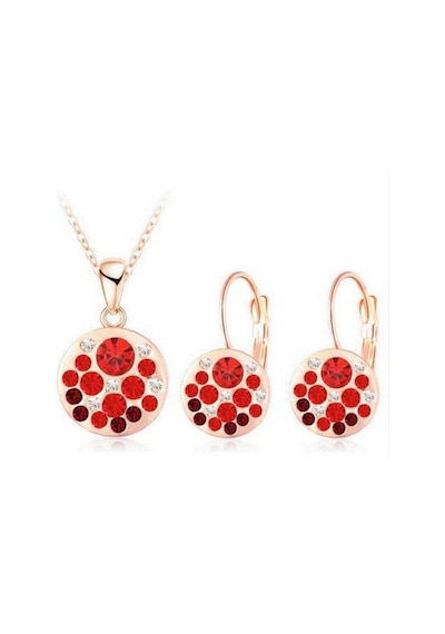 Kolye Küpe Set Red Passion Avusturya Kristal Rose Gold Altın Kapl 554026142
