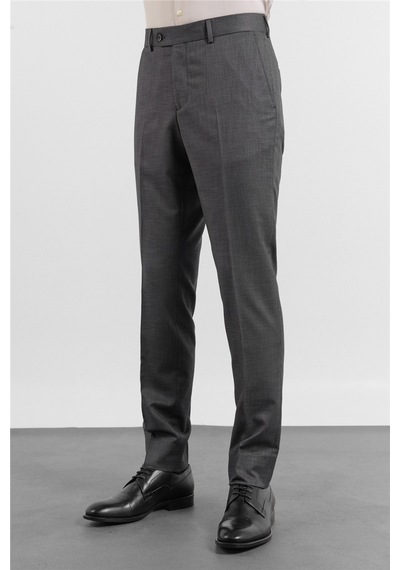 İmza Siyah - Antrasit Yan Cep Kendinden Desenli Slim Fit Esnek Classic Pantolon 1003255178
