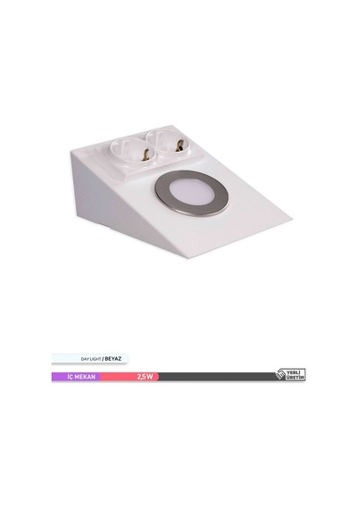 ACK LED li Çift Prizli Tezgah Altı Armatür Beyaz Kasa 6500K Beyaz