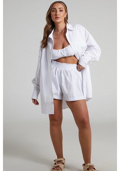 Seeh Beyaz Oversize Basic Kadın Gömlek Sh268