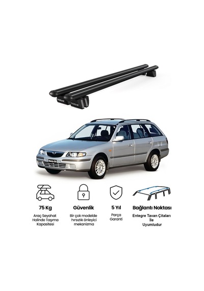 Pençe Mazda 626 Sw 1997-2003 Uyumlu Siyah Ara Atkı Port Bagaj Tavan Barı