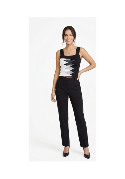 Onno Style Women Kare Yaka Kolsuz Askılı Kadın Bluz Siyah - Beyaz