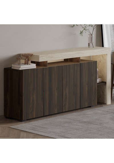 İnarch Dizayn Beliz Led Işıklı Modern Konsol 170 Cm, 4 Kapaklı Ve İç Raflı Depolama, Şık Tasarım Traverten İnarch Dizayn Beliz Led Işıklı Modern Konsol 170 Cm, 4 Kapaklı Ve İç Raflı Depolama, Şık Tasarım Traverten