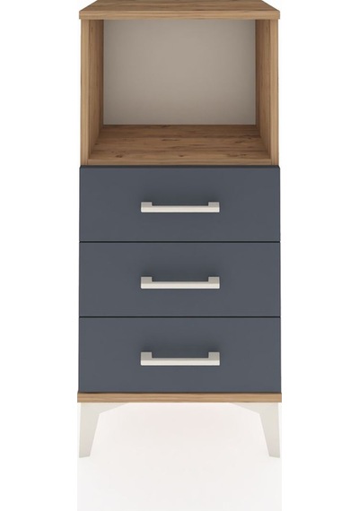 Arges Komodin Tek Raflı 3 Çekmeceli 44x30x96 Çam-antrasit Çam