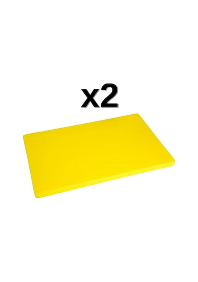 2'li Türkay 50x30x2 Cm Polietilen Kesme Tahtası Kesim Levhası Sarı 4733