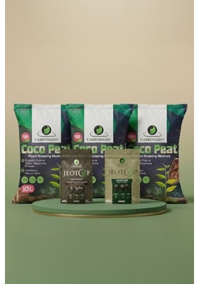 Coco Peat 10 L 3 Adet + Jeotop Leonardit Ve Organik Gübre Yetiştirme Paketi 0.1 KG