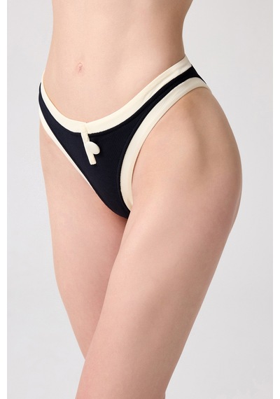 Los Ojos X Melodi Siyah-krem Brezilya Modeli Bikini Altı Vintage Bottom Siyah-krem