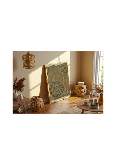 Anonim Anka Ve Ejderha Desenli Dokuma Çerçevesiz Poster 21x30 Cm A4 Geometrik Desen Etnik