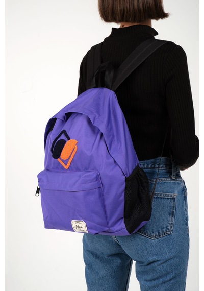 İcone Bag Icone Mor Önü Nakışlı, Laptop Bölmeli Unisex Sırt Çantası, Okul Çantası, Back To School pembe