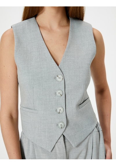 Koton Blazer Yelek Düğmeli V Yaka Arkası Kemer Detaylı Rahat Kalıp Gri Melanj 4sal20049ıw Gri Melanj Koton Blazer Yelek Düğmeli V Yaka Arkası Kemer Detaylı Rahat Kalıp Gri Melanj 4sal20049ıw Gri Melanj