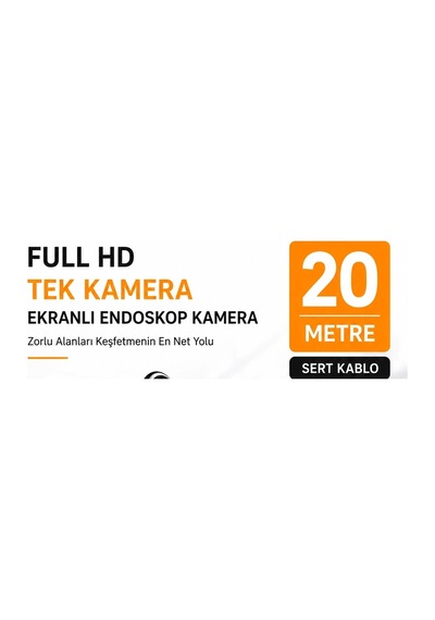 20 Metre Tek Kameralı Endoskop Kamera 1080p Hd Led Aydınlatmalı Sert Kablolu Yeni